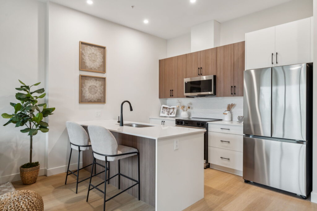 kitchen of new build condo in langfrd