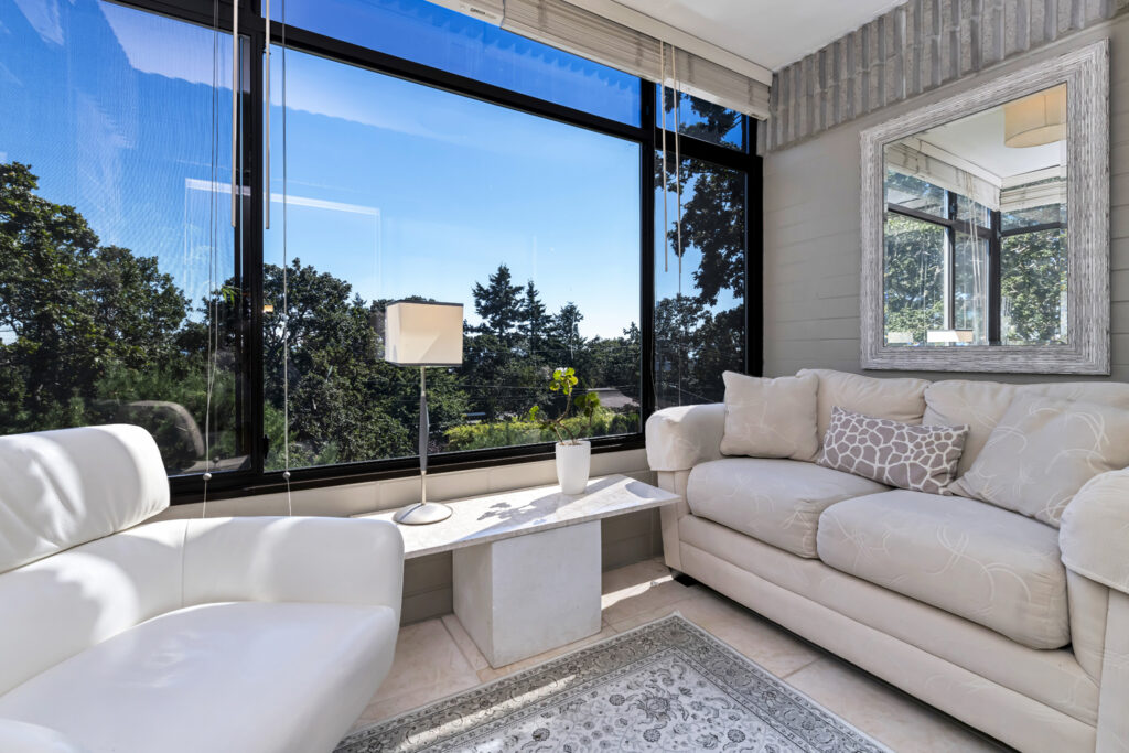 living room in Victoria, BC with large windows