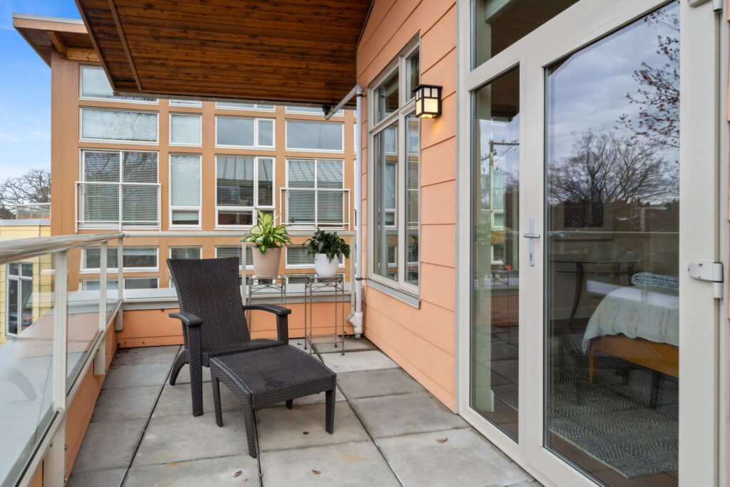 balcony of condo building in victoria, bc